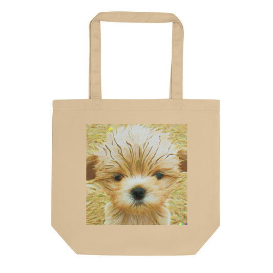 Charming Fluff: Artistic Puppy Tote Bag