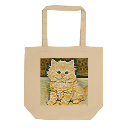 Charming Fluff: Artistic Kitten Tote Bag